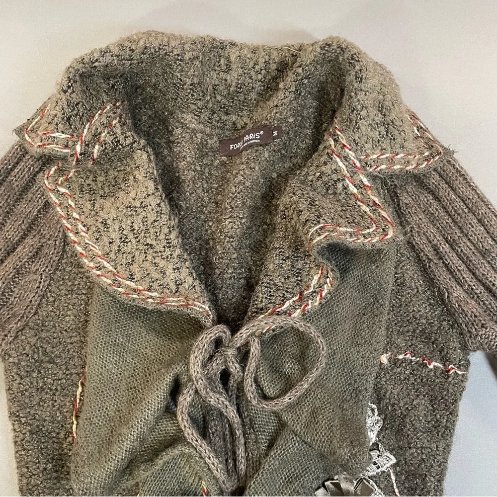 Forla Paris Drape-Front Ruffle Duster Cardigan, Bohemian & Romantic - Medium - Picture 3 of 17